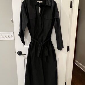 LOFT Black Long Sleeve Shirt Dress